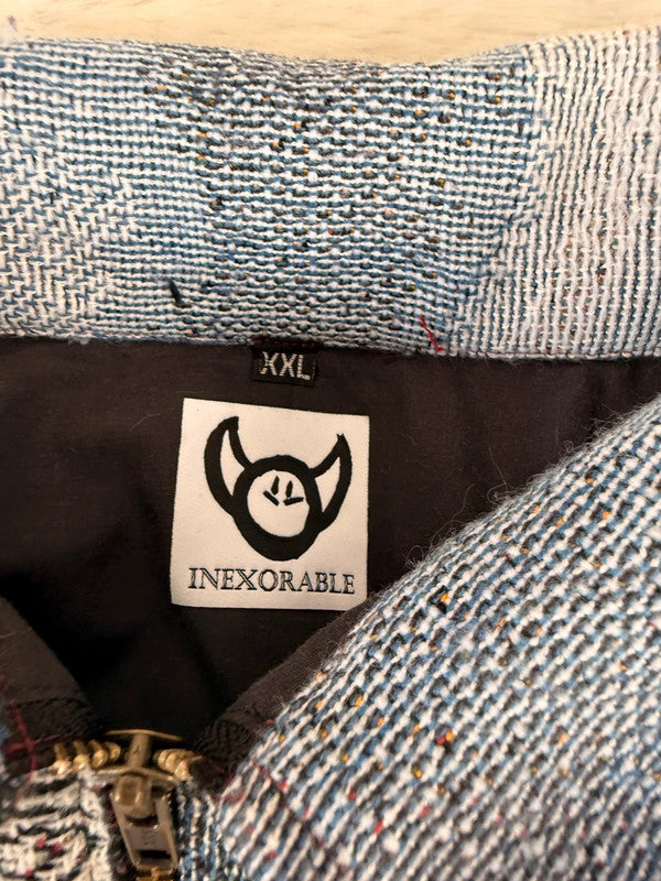 Veste Harrington en tapisserie design unique fait main upcyclé retravaillé et tissé taille XXL n•875