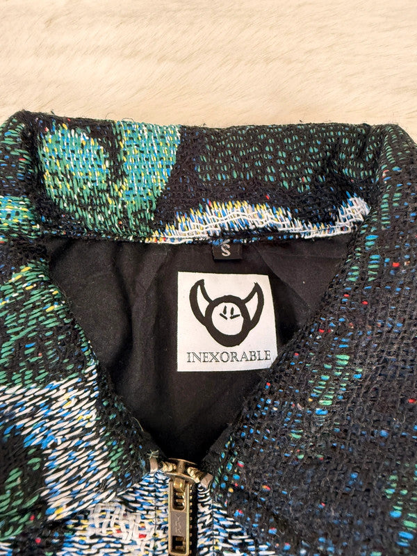 Veste Harrington en tapisserie design unique fait main upcyclé retravaillé et tissé taille S n•876