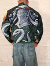 Veste Harrington en tapisserie design unique fait main upcyclé retravaillé et tissé taille S n•876