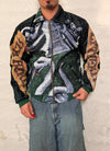 Veste Harrington en tapisserie design unique fait main upcyclé retravaillé et tissé taille S n•876