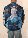 Veste Harrington en tapisserie design unique fait main upcyclé retravaillé et tissé taille XXL n•877