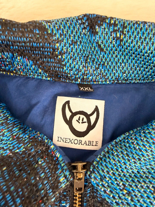 Veste Harrington en tapisserie design unique fait main upcyclé retravaillé et tissé taille XXL n•877