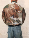 Veste Harrington en tapisserie design unique fait main upcyclé retravaillé et tissé taille M n•879
