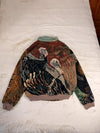 Veste Harrington en tapisserie design unique fait main upcyclé retravaillé et tissé taille XL n•881