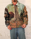Veste Harrington en tapisserie design unique fait main upcyclé retravaillé et tissé taille XL n•881