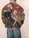 Veste Harrington en tapisserie design unique fait main upcyclé retravaillé et tissé taille XL n•881