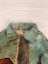Veste Harrington en tapisserie design unique fait main upcyclé retravaillé et tissé taille XL n•881