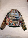 Veste Harrington en tapisserie design unique fait main upcyclé retravaillé et tissé taille XL n•883