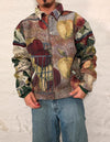 Veste Harrington en tapisserie design unique fait main upcyclé retravaillé et tissé taille XL n•883