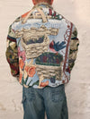 Veste Harrington en tapisserie design unique fait main upcyclé retravaillé et tissé taille XL n•883