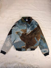 Veste Harrington en tapisserie design unique fait main upcyclé retravaillé et tissé taille XL n•884