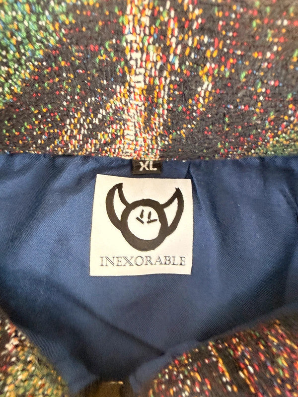 Veste Harrington en tapisserie design unique fait main upcyclé retravaillé et tissé taille XL n•884
