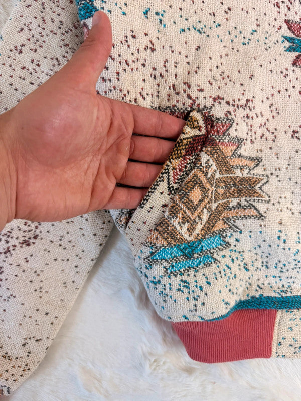 Veste Harrington en tapisserie design unique fait main upcyclé retravaillé et tissé taille M n•885