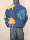 Veste Harrington en tapisserie design unique fait main upcyclé retravaillé et tissé taille XL n•886