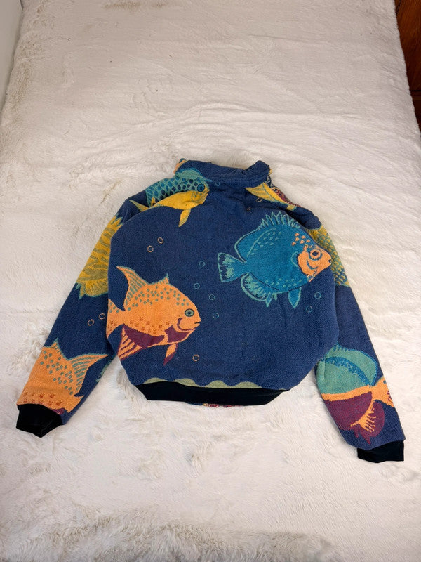 Veste Harrington en tapisserie design unique fait main upcyclé retravaillé et tissé taille XL n•886