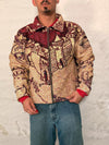 Veste Harrington en tapisserie design unique fait main upcyclé retravaillé et tissé taille L n•887