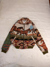 Veste Harrington en tapisserie design unique fait main upcyclé retravaillé et tissé taille M n•888