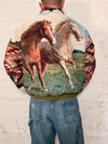 Veste Harrington en tapisserie design unique fait main upcyclé retravaillé et tissé taille M n•888
