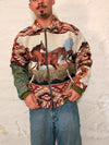 Veste Harrington en tapisserie design unique fait main upcyclé retravaillé et tissé taille M n•888