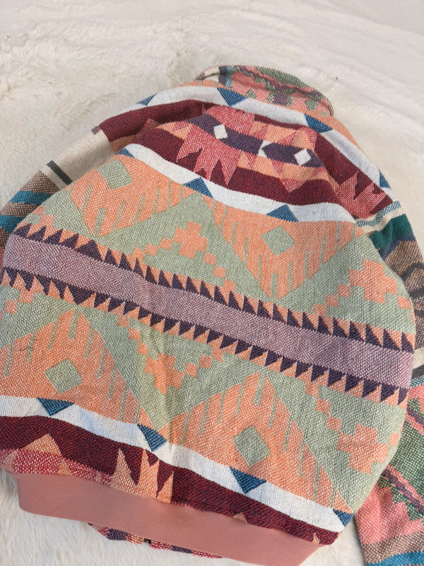 Veste Harrington en tapisserie design unique fait main upcyclé retravaillé et tissé taille M n•889