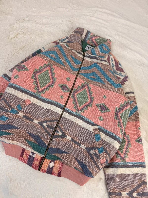 Veste Harrington en tapisserie design unique fait main upcyclé retravaillé et tissé taille M n•889