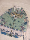 Veste Harrington en tapisserie design unique fait main upcyclé retravaillé et tissé taille XL n•890