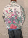 Veste Harrington en tapisserie design unique fait main upcyclé retravaillé et tissé taille XL n•890