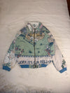 Veste Harrington en tapisserie design unique fait main upcyclé retravaillé et tissé taille XL n•890