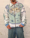 Veste Harrington en tapisserie design unique fait main upcyclé retravaillé et tissé taille XL n•890