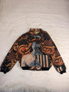 Veste Harrington en tapisserie design unique fait main upcyclé retravaillé et tissé taille M n•891