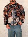 Veste Harrington en tapisserie design unique fait main upcyclé retravaillé et tissé taille M n•891