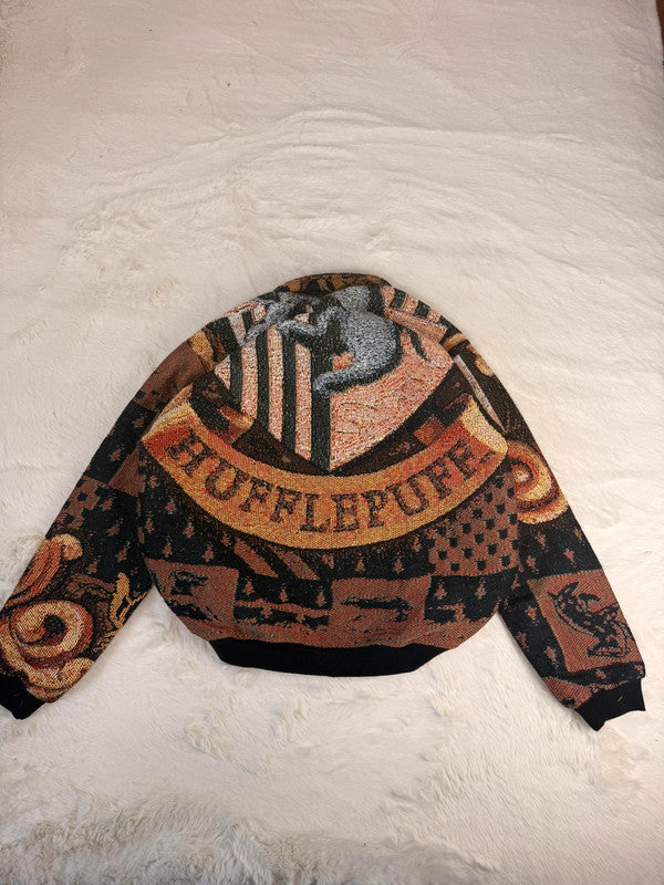 Veste Harrington en tapisserie design unique fait main upcyclé retravaillé et tissé taille M n•891