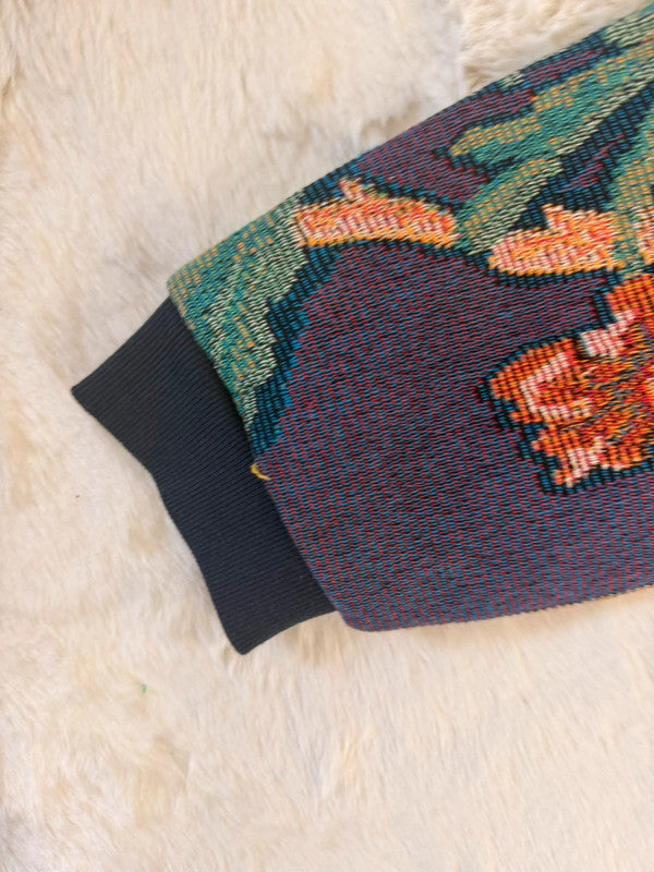 Veste Harrington en tapisserie design unique fait main upcyclé retravaillé et tissé taille M n•892