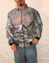 Veste Harrington en tapisserie design unique fait main upcyclé retravaillé et tissé taille M n•893