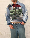 Veste Harrington en tapisserie design unique fait main upcyclé retravaillé et tissé taille M n•894