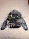 Veste Harrington en tapisserie design unique fait main upcyclé retravaillé et tissé taille M n•894
