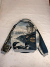 Veste Harrington en tapisserie design unique fait main upcyclé retravaillé et tissé taille XL n•896