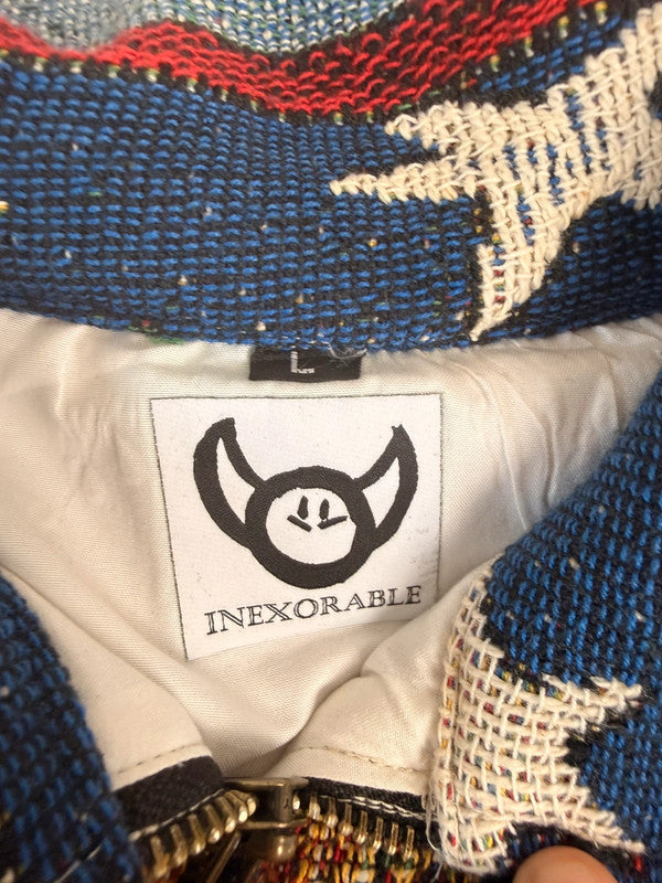 Veste Harrington en tapisserie design unique fait main upcyclé retravaillé et tissé taille L n•897