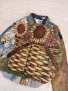 Veste Harrington en tapisserie design unique fait main upcyclé retravaillé et tissé taille L n•897