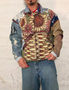 Veste Harrington en tapisserie design unique fait main upcyclé retravaillé et tissé taille L n•897