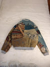 Veste Harrington en tapisserie design unique fait main upcyclé retravaillé et tissé taille L n•897