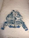 Veste Harrington en tapisserie design unique fait main upcyclé retravaillé et tissé taille XL n•899