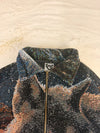 Veste Harrington en tapisserie design unique fait main upcyclé retravaillé et tissé taille XL n•900
