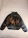 Veste Harrington en tapisserie design unique fait main upcyclé retravaillé et tissé taille XL n•900