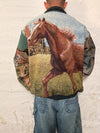 Veste Harrington en tapisserie design unique fait main upcyclé retravaillé et tissé taille XL n•901