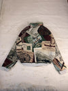 Veste Harrington en tapisserie design unique fait main upcyclé retravaillé et tissé taille XL n•902