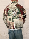 Veste Harrington en tapisserie design unique fait main upcyclé retravaillé et tissé taille XL n•902