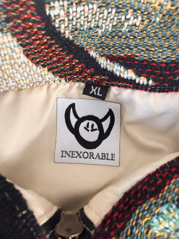 Veste Harrington en tapisserie design unique fait main upcyclé retravaillé et tissé taille XL n•902