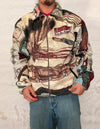 Veste Harrington en tapisserie design unique fait main upcyclé retravaillé et tissé taille XL n•902