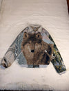 Veste Harrington en tapisserie design unique fait main upcyclé retravaillé et tissé taille XL n•903